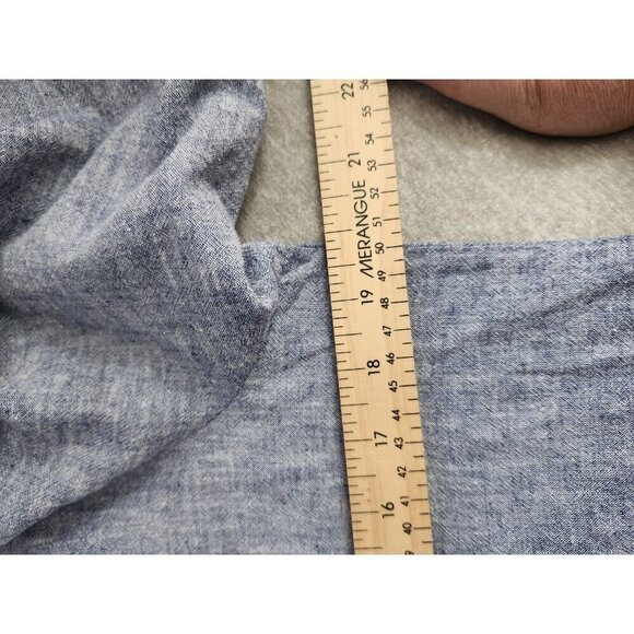 Zara Woman Sz Med  Soft Blue Chambray Fabric Tied Sleeves Casual Sophisticated - Picture 8 of 8